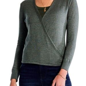 NIC+ZOE Women's V-Neck Gray Sweater